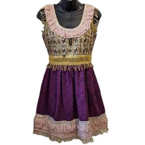 𝅺manoush fit and flare purple ethnic dress sz 36